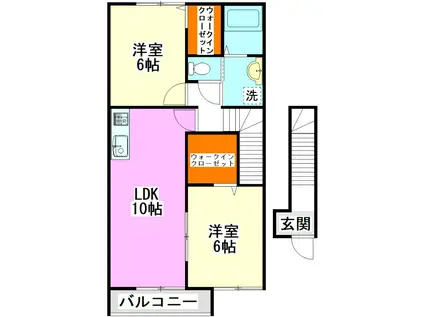 ファミール古賀浦B(2LDK/2階)の間取り写真
