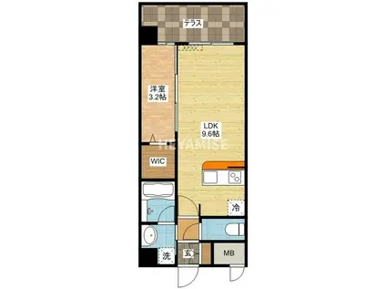 MODERN PALAZZO女神大橋(1LDK/4階)の間取り写真