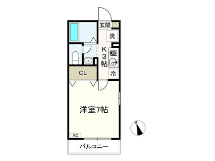 モンテローザ(1K/1階)の間取り写真