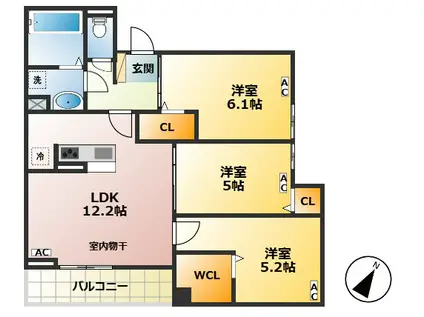 セレスティア荻窪(3LDK/2階)の間取り写真