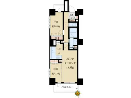 パークハウス文京関口(2LDK/12階)の間取り写真
