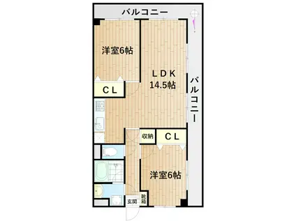 モンテ鹿島(2LDK/4階)の間取り写真