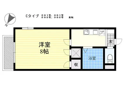 Nフュン・フ・ツェン(1K/3階)の間取り写真