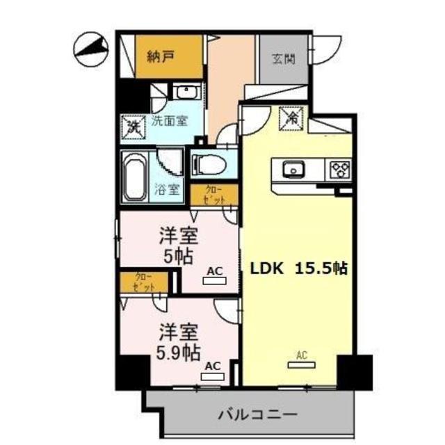 PADMA烏丸御池(2SLDK/6階)の間取り写真