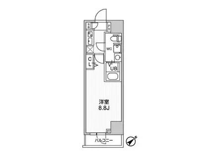 ジェノヴィア浅草Vスカイガーデン(1K/4階)の間取り写真