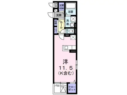 カームタウン(ワンルーム/3階)の間取り写真