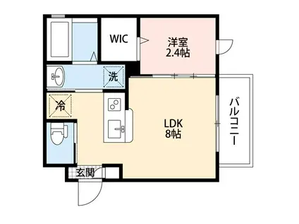 リアコート関大前イースト(1LDK/1階)の間取り写真