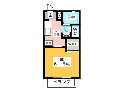 スウィートエンジェル(1K/2階)の間取り写真