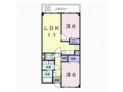 レフィナード吹上(2LDK/2階)の間取り写真