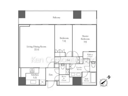 麻布台ヒルズレジデンスB(2LDK/28階)の間取り写真