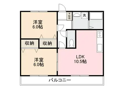 ラショナルスクエア(2LDK/1階)の間取り写真