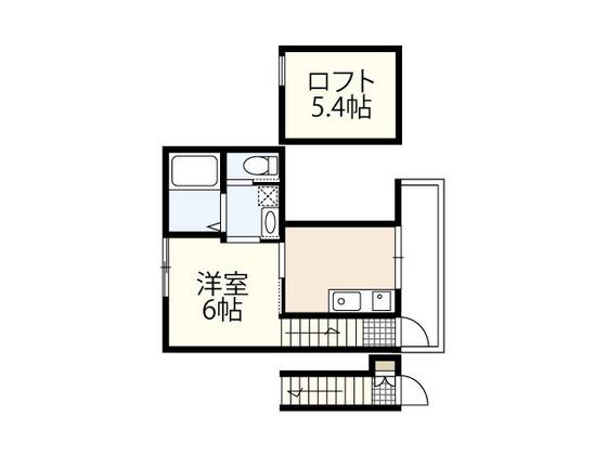 RIDERE井口(1K/2階)の間取り写真