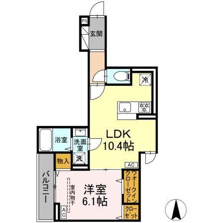 D PAINA 中野島II(1LDK/3階)の間取り写真