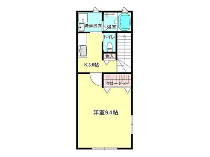 ノース UP I(1K/2階)の間取り写真