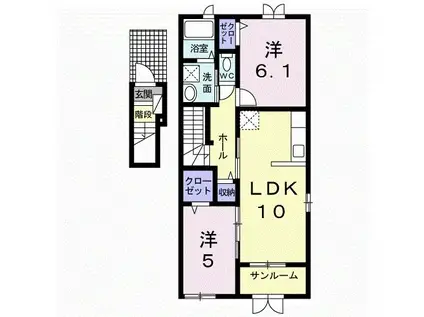 ラ レコルト(2LDK/2階)の間取り写真