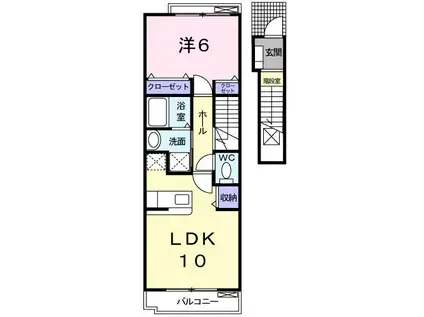 クリアネスJ(1LDK/2階)の間取り写真