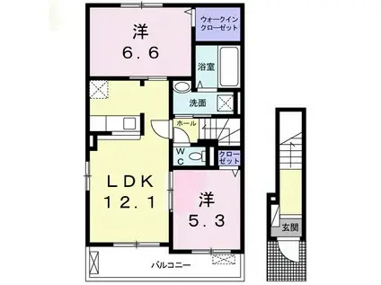フレーシュ風雅 II(2LDK/2階)の間取り写真
