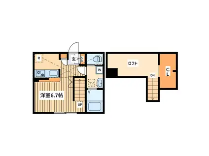 プリマ アート海老名(1K/1階)の間取り写真