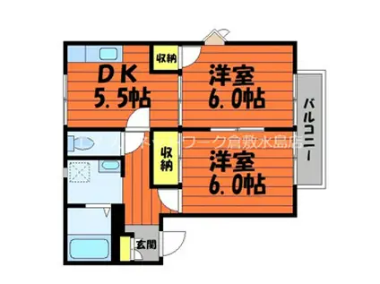 星の郷コーポ A(2DK/1階)の間取り写真