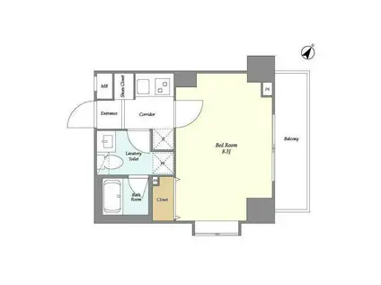 メルヴェーユ日本橋浜町(1K/2階)の間取り写真