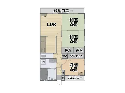 セドール豊永(3DK/1階)の間取り写真