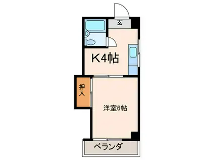 野間ローズパレス(1K/4階)の間取り写真