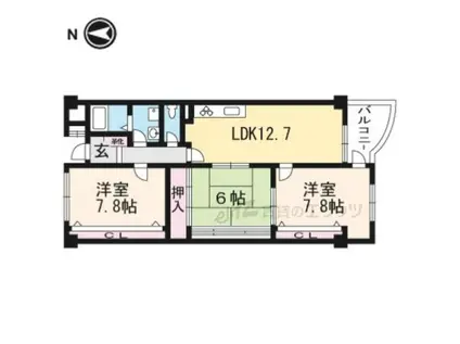 ウイングビュー鮎川(3LDK/3階)の間取り写真