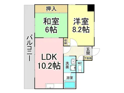 朝日イーストビル(2LDK/3階)の間取り写真