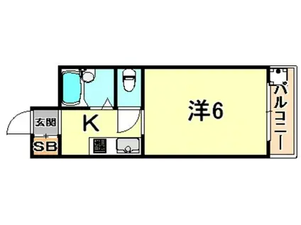 六甲アサヒ(1K/2階)の間取り写真