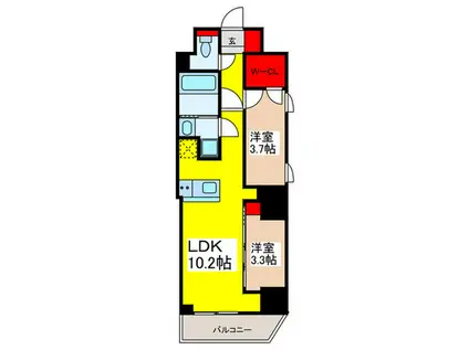 GRAN PASEO 蔵前II(2LDK/4階)の間取り写真