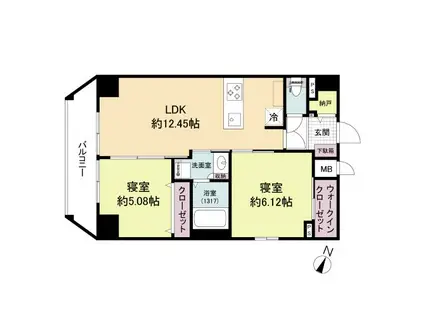 LIVEFLAT六甲桜口(2LDK/7階)の間取り写真