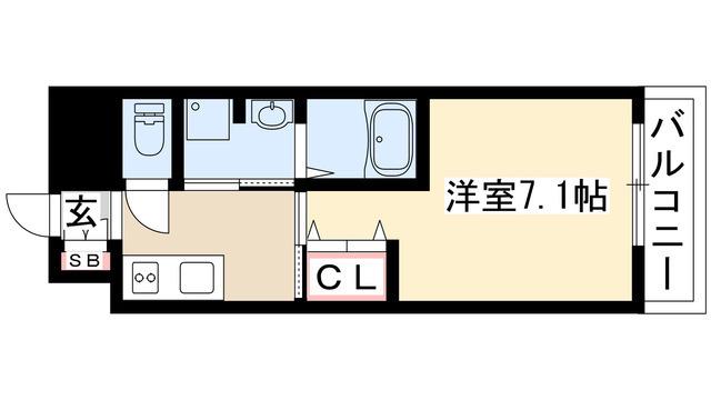 プリオール椿PARTII(1K/1階)の間取り写真