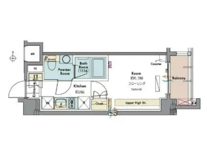 マスターズコート木場公園クレール(1K/9階)の間取り写真
