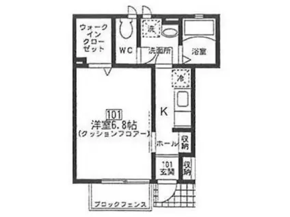 パールフリント(1K/1階)の間取り写真