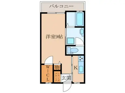 WINWIN大浦(1K/3階)の間取り写真