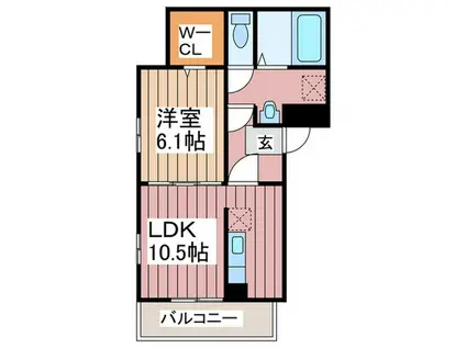 アミティ(1LDK/2階)の間取り写真