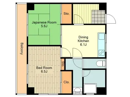 クリーンビル渡辺(2DK/3階)の間取り写真