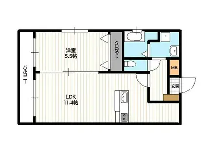 ルミエール原(1LDK/2階)の間取り写真