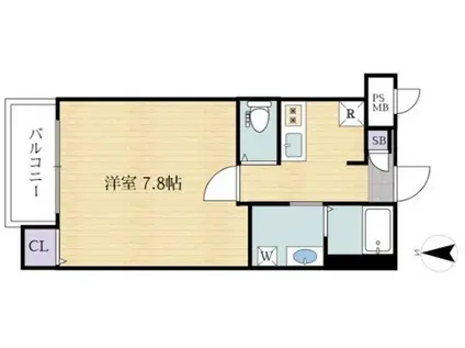 ジーイーキャトフ(1K/2階)の間取り写真