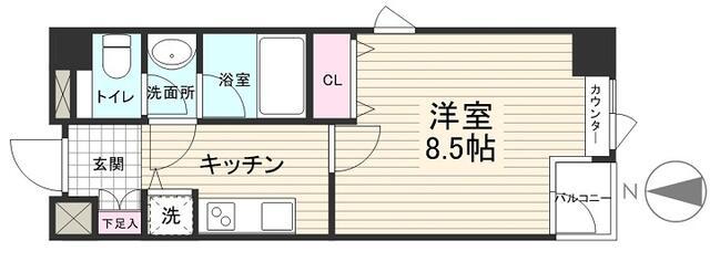 つくばエクスプレス 六町駅 徒歩3分 6階建 築16年(1K/2階)の間取り写真