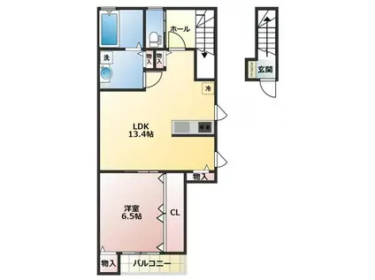 ナチュラルヴィレッジ住吉町 B棟(1LDK/3階)の間取り写真