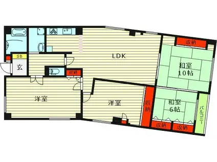 幸田マンション新深江(4LDK/2階)の間取り写真