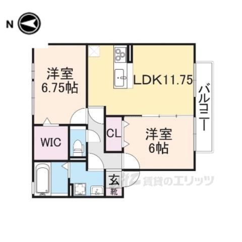ヴィラウエスト(2LDK/2階)の間取り写真