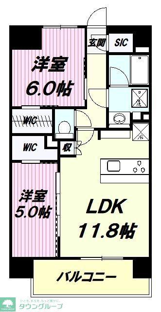 サンクレイドル八王子横山町(2LDK/6階)の間取り写真