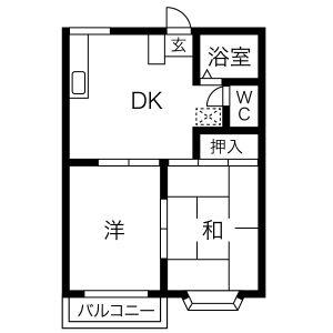 エル・ガーデンAC(2DK/2階)の間取り写真