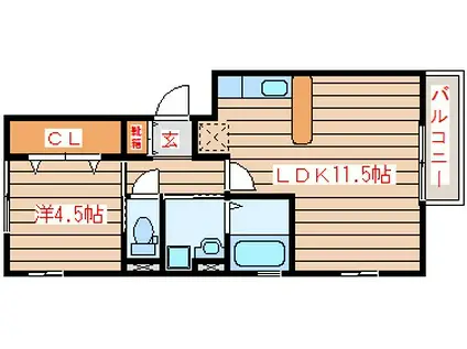 ロータス越路(1LDK/3階)の間取り写真
