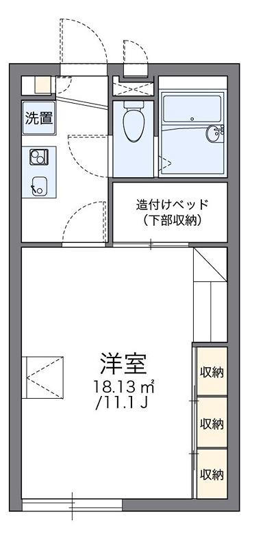 ラボールI(1K/2階)の間取り写真
