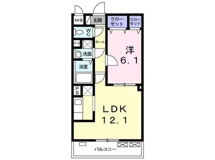 シャトーノール高倉(1LDK/1階)の間取り写真