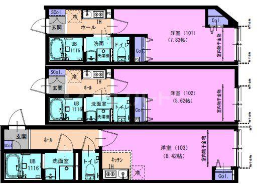 APARTAMENTO アリビオ柏(1K/1階)の間取り写真