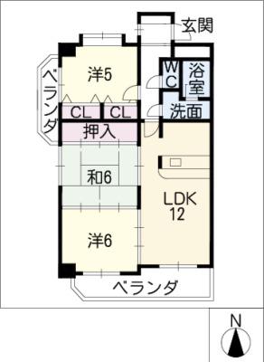 WING 95(3LDK/2階)の間取り写真